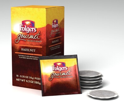 Folgers Gourmet Selections Hazelnut Coffee Pods, Medium Roast, 18/Box (2550063103)