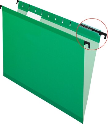 Pendaflex SureHook® Reinforced Hanging File Folders, 5 Tab Positions, Letter Size, Bright Green, 20/Box (6152 1/5 BGR)