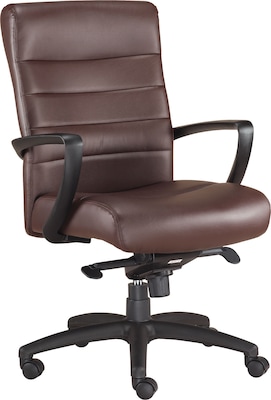 Raynor Manchester Mid-Back Executive Chair, Leather, Brown, Seat: 20W x 20D, Back: 23 1/2W x 19 1