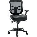 Alera® Elusion Mid-Back Mesh Task Chair with Leather Seat, Black