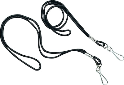 Lanyard; J-Hook Style, 22 Long, Black, 12/Pk