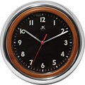 Infinity Instruments® Bogart Resin Wall Clock, 12, Faux Wood Bezel & Polished Silver
