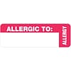 Tabbies® Medical Labels Allergic TO:, 1 x 3, White/Red, 500/Roll