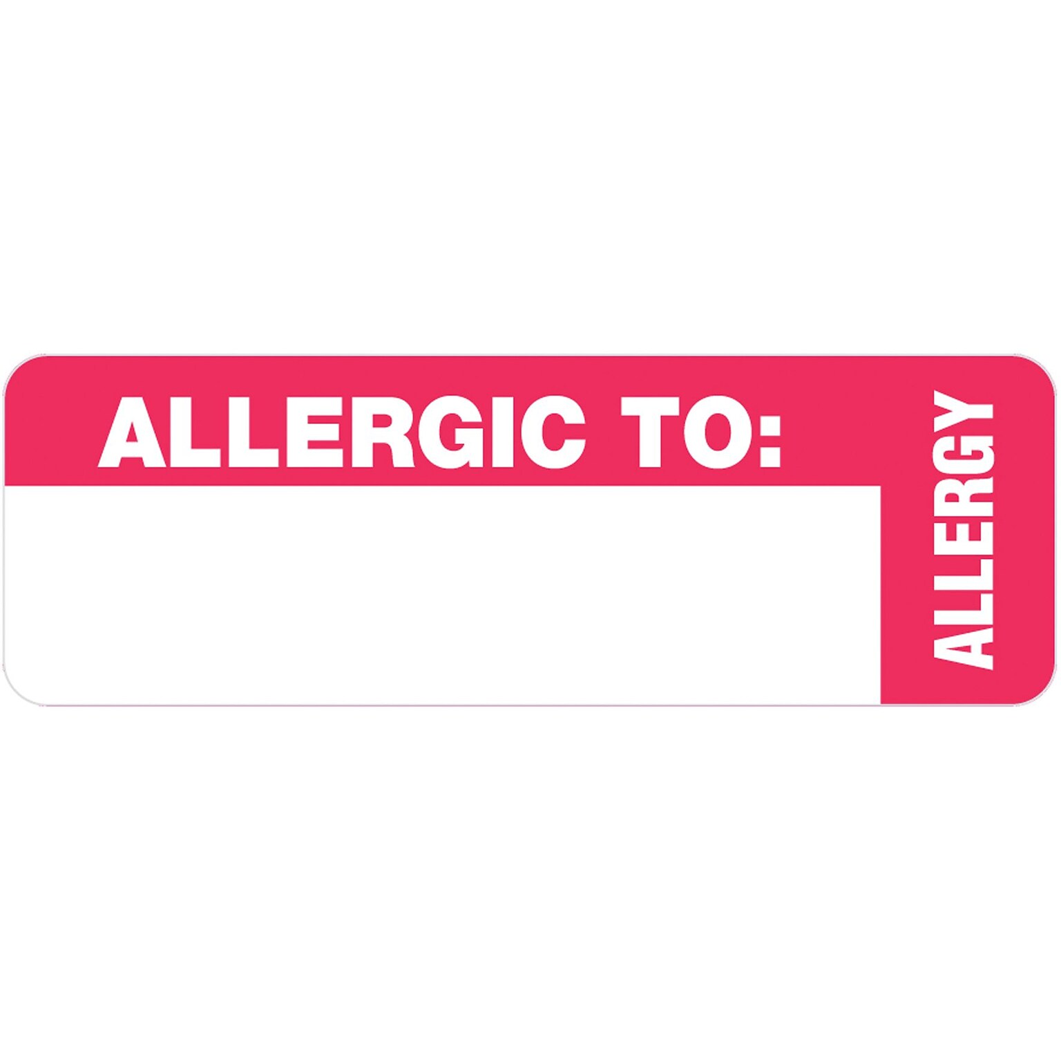 Tabbies® Medical Labels Allergic TO:, 1 x 3, White/Red, 500/Roll