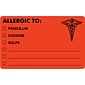 Tabbies® Medical Labels "ALLERGIC TO:", 2 1/2" x 4", Fluorescent Red, 100/Roll