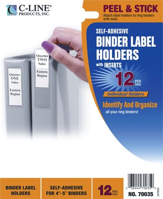 C-Line Self-Adhesive Ring Binder Label Holders, 2 1/4 x 3, 4 to 5 Binder Capacity