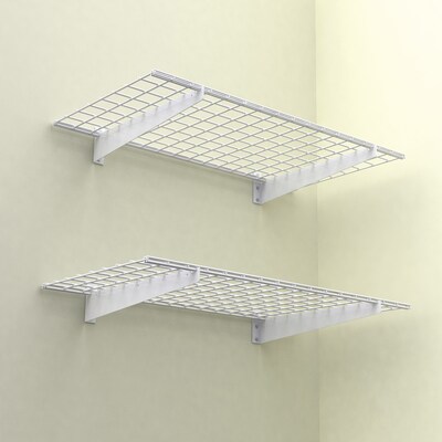 Wall Shelf, 48"x24", White, 2 Shelves/Pack