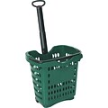 Rolling Hand Basket w/ Retractable Pull Handle, 40 Liter, Dark Green, 10 Baskets/Pack