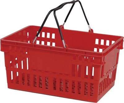 Wire Handle Hand Basket, 26 Liter, Red, 12 Baskets/Pack