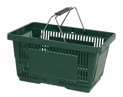 Wire Handle Hand Basket, 28 Liter, Dark Green, 12 Baskets/Pack