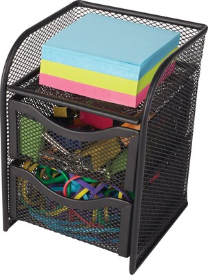 Staples® Wire Mesh Desktop Organizer, Black, 7H x 4 1/2W x 4 1/2D