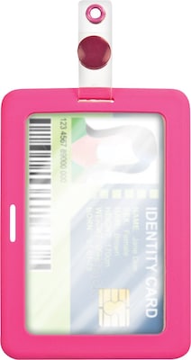 Cosco MyID Rubberized Pink ID Badge Holder for Key Cards and ID Cards, Pink (075016)