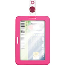 Cosco MyID Rubberized Pink ID Badge Holder for Key Cards and ID Cards, Pink (075016)