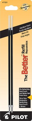 Pilot Ball Point Pen Refill, Medium Point, 1.0 mm, Black Ink, 2/pk