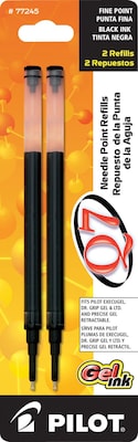 Pilot Q7 Gel-Ink Pen Refill, Fine Tip, Black Ink, 2/Pack (77245)