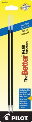 Pilot Better Ballpoint Pen Refill, Fine Tip, Blue Ink, 2/Pack (77216)