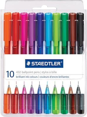 Staedtler Ballpoint Pens, Medium Point, Assorted Colors. 10/Pack