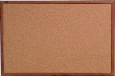 Quartet® Cork Bulletin Board, 17" x 23", Oak Finish Frame