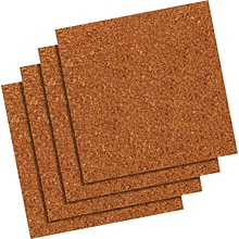 Quartet® Natural Cork Tiles, 12 x 12, Frameless, Modular, 4 Pack