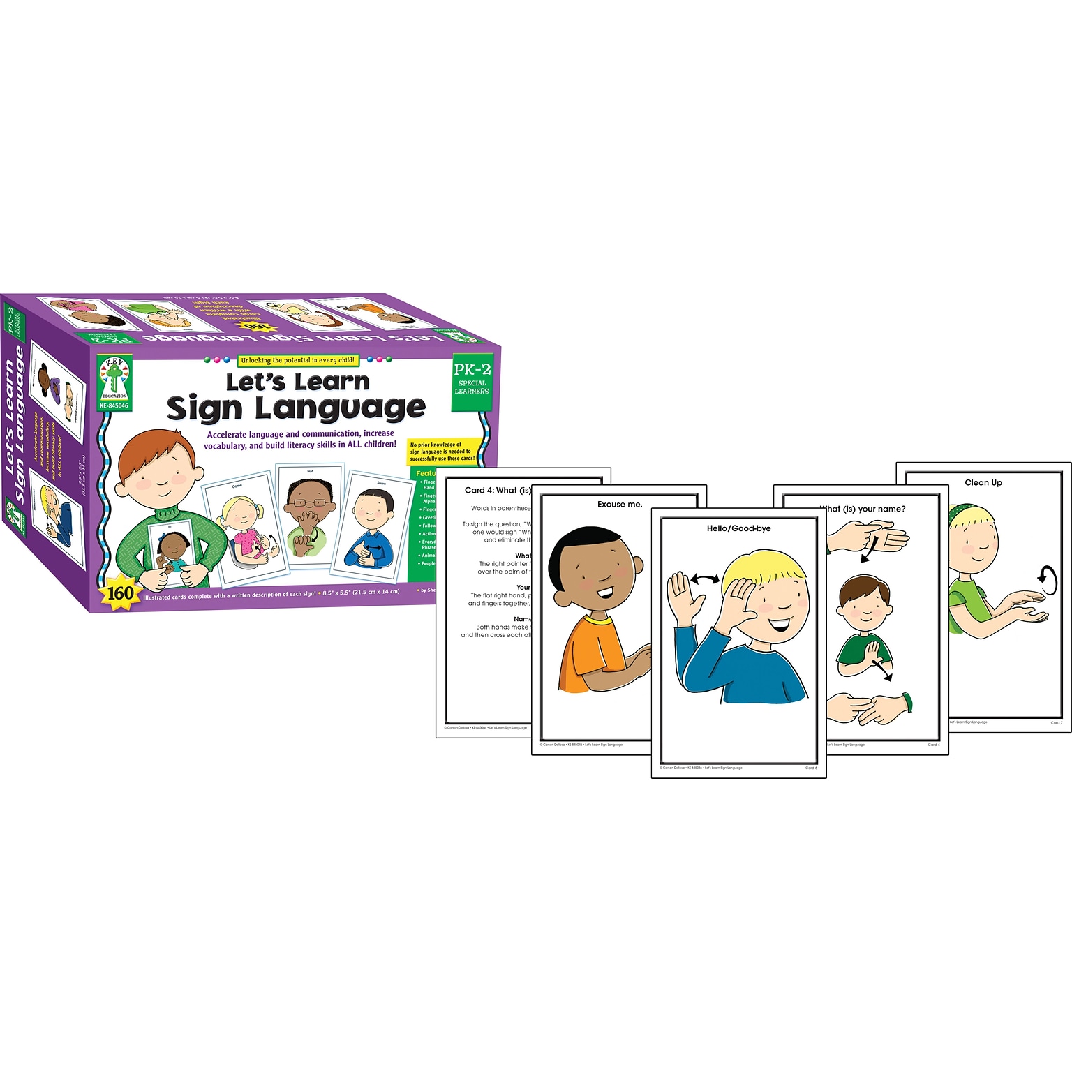 Key Education Publishing Lets Learn Sign Language Learning Cards, Grades PreK-2