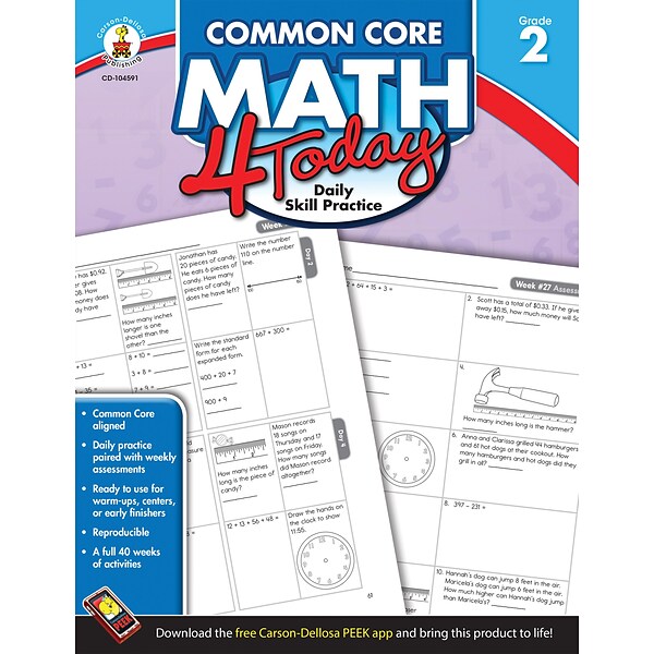 Carson-Dellosa™ Common Core Math 4 Today Workbook, Grade 2