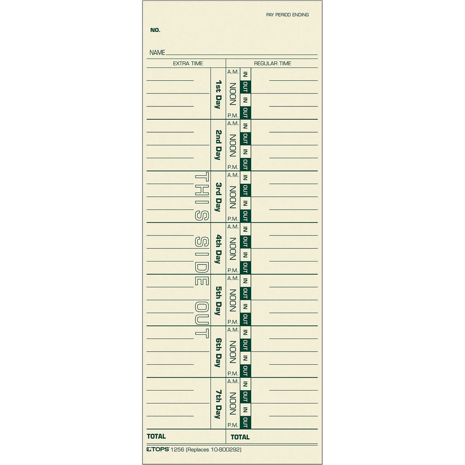 Tops® Time Cards, Weekly, Numbered Days, 100/Pack