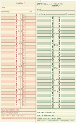 TOPS® Semi-Monthly Time Cards - Numbered Days, 10 1/2 x 3 1/2, 500/Bx (TOP1276)