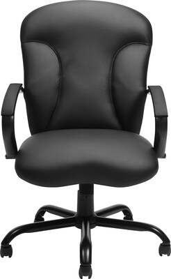 Global Offices To Go® Leather Executive Big & Tall Chair, 350 lb. Capacity, Black (OTG11961B)