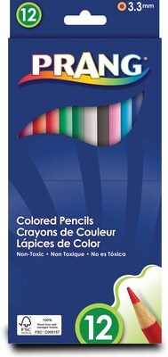 Prang® (Dixon Ticonderoga®) Colored Pencils, 3.3mm, Sharpened, Assorted Colors, 12/Set