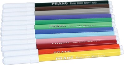 Prang Classic Washable Water Based Paint Markers, Fine Tip, Assorted Colors, 12/Pack (80714)