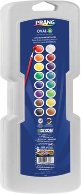 Prang Semi-Moist Washable Watercolor Paint with Brush, Assorted Colors, 16 Colors/Set (16000)