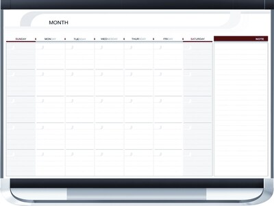 Quartet Prestige Magnetic Total Erase Calendar Whiteboard, Graphite Frame, 3' x 2' (CP32P2)