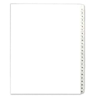 Kleer-Fax 90000 Series All-State Style Numbers 1-25 Dividers, 25-Tab, White, Set (91901)