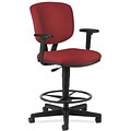 HON Volt® Swivel Mid-Back Task Stool with Arms, Fabric, Crimson, Seat: 27W x 29 1/2D, Back: 16 1/2W x 20H