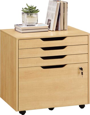Staples® Integrate Commercial Mobile File, Letter/Legal, Maple, 4-Drawer, 19D