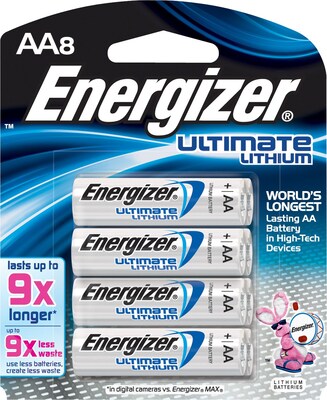 Energizer® Ultimate Lithium Batteries, AA, 8/Pack