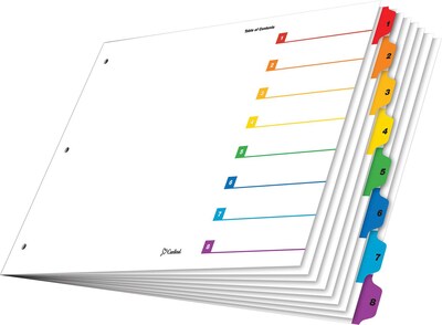 Cardinal® 11 x 17 OneStep® Printable Table of Contents and Dividers, 8-Tab, Multicolor, 1/St