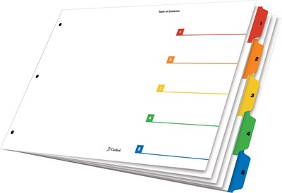 Cardinal® 11 x 17 OneStep® Printable Table of Contents and Dividers, 5-Tab, Multicolor, 1/St