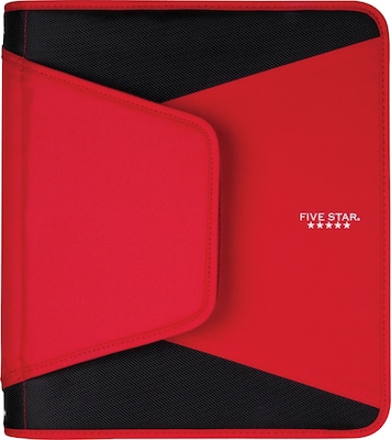 Five Star Tech 1 1/2 3-Ring Zipper Binders, Red (72206)