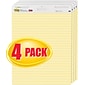 Post-it® Self-Stick Easel Pad Value Pack, 30 Sheets, Ruled, Yellow, 30"H x 25"W, 4/Pk