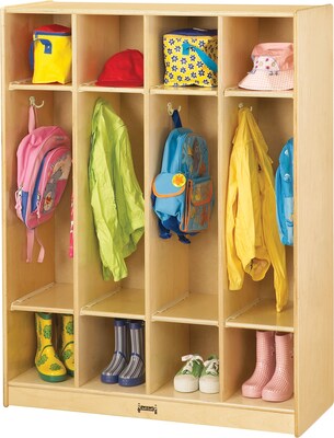 Jonti-Craft Coat Locker, 4 Units, 4 Lockers, Birch, 50 1/2H x 39W x 15D