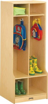 Jonti-Craft Coat Locker with Step, Double Unit, 2 Lockers, Birch, 50 1/2H x 20W x 17 1/2D