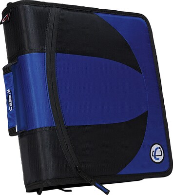 Case-it Dual-101 2-in-1 D-Ring Zipper Binder with Hold Down Pages, 1-1/2, Blue