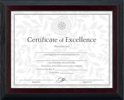 Dax Solid Wood Award and Certificate Frame, Black/Walnut, 8 1/2 x 11,