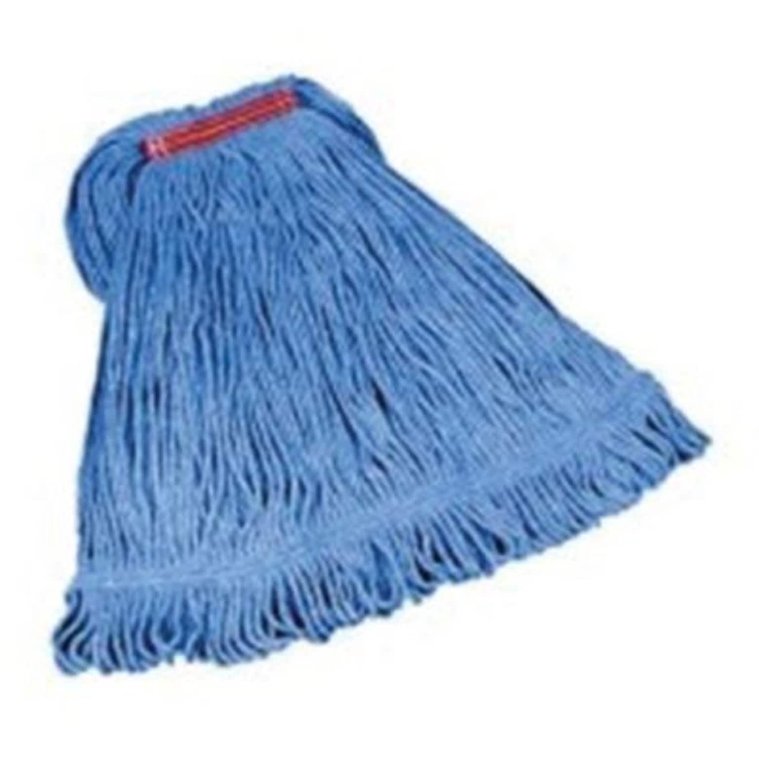 Rubbermaid Commercial Products Super Stitch 24 oz. Blend Wet Mop, 1 Headband, Blue, 6/Carton (FGD21306BL00)