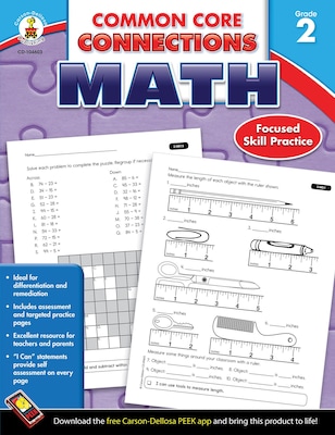 Carson-Dellosa Common Core Connections Math Workbook, Grade 2, Ages 7-8, 96 Pages