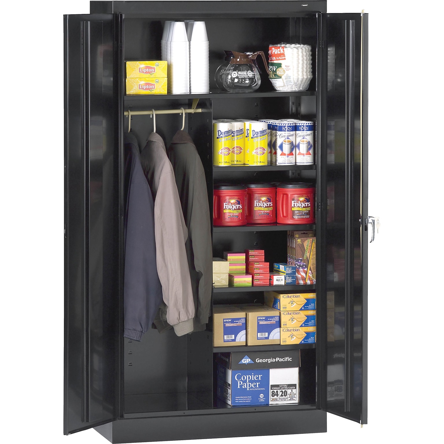 Tennsco Standard Combination Cabinet, 6-Shelf, 1 Closet, Black, 72H x 36W x 24D (TNN-7220BK)
