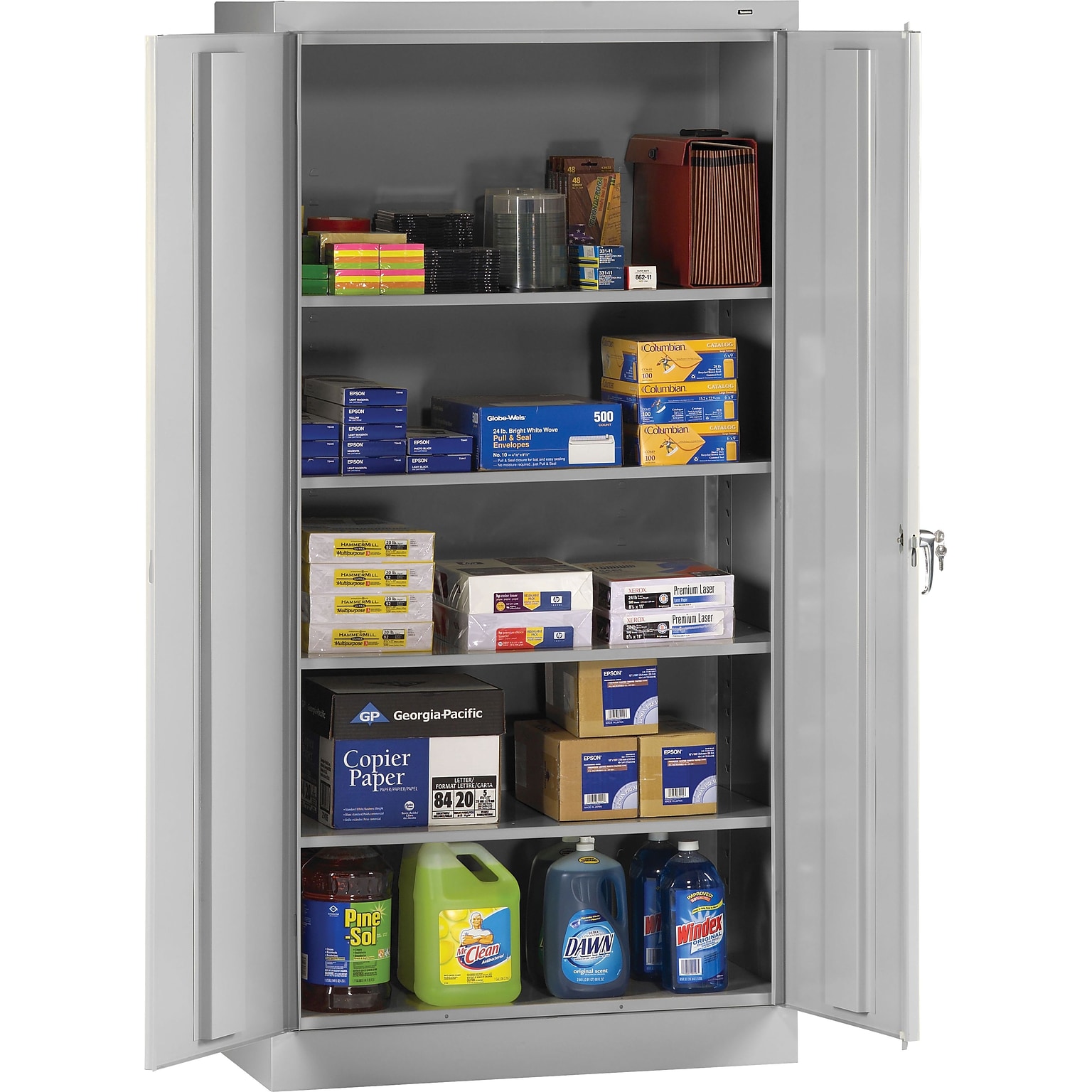 Tennsco 72 Steel Storage Cabinet with 5-Shelves, Light Grey (7224-LGY)
