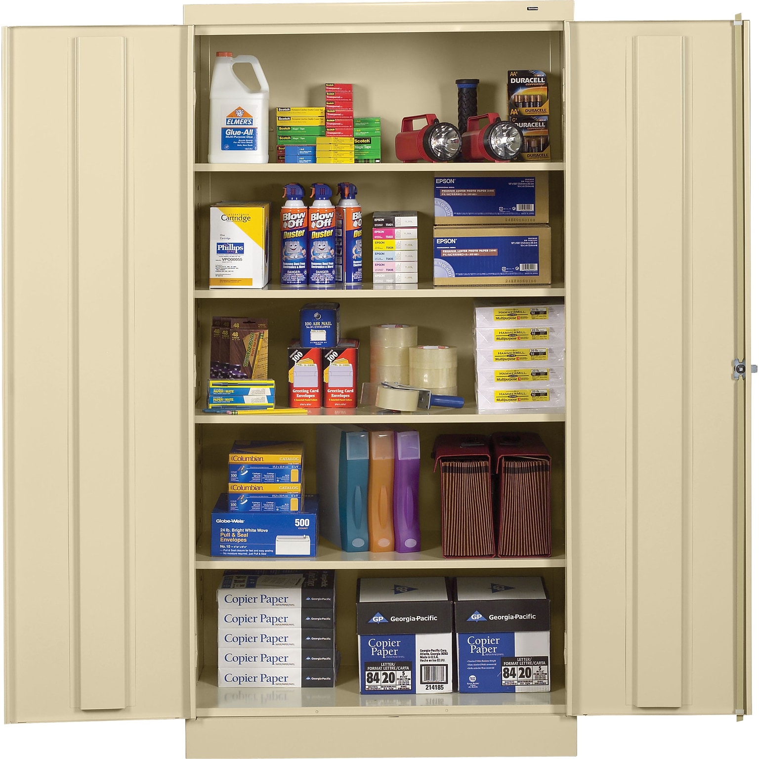 Tennsco 72 Steel Storage Cabinet with 5-Shelves, Putty (7224-PY)