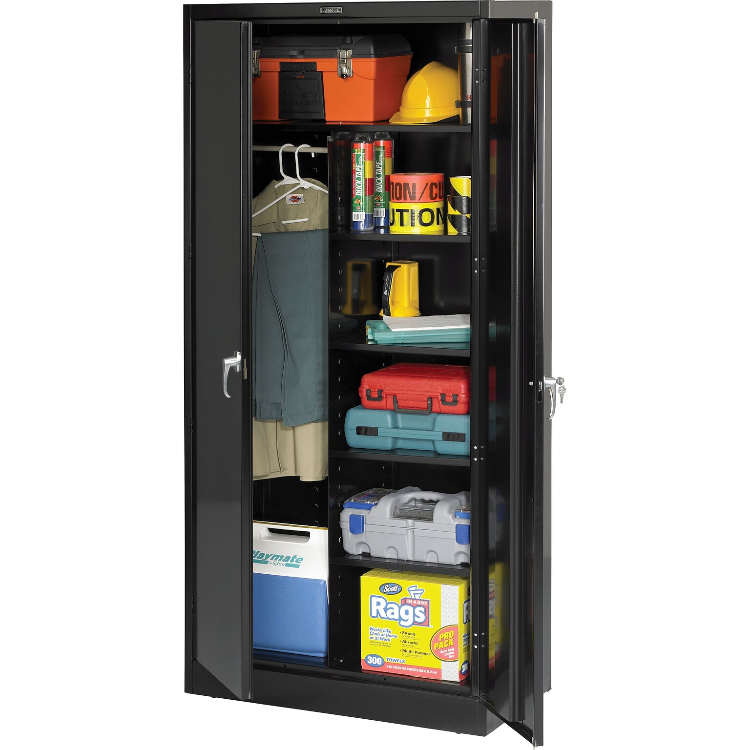 Tennsco Deluxe Combination Storage Cabinet, 6-Shelf, 1 Closet, Black, 78H x 36W x 18D (TNN-7814BK)